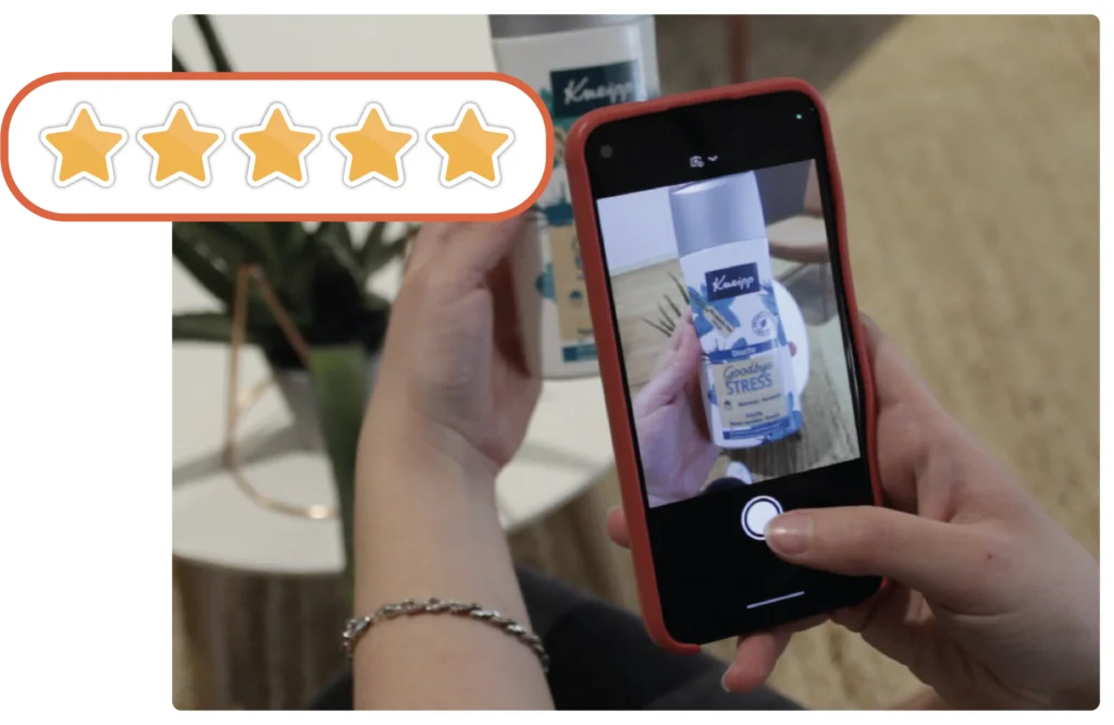 Shopper writing an online product review on a laptop